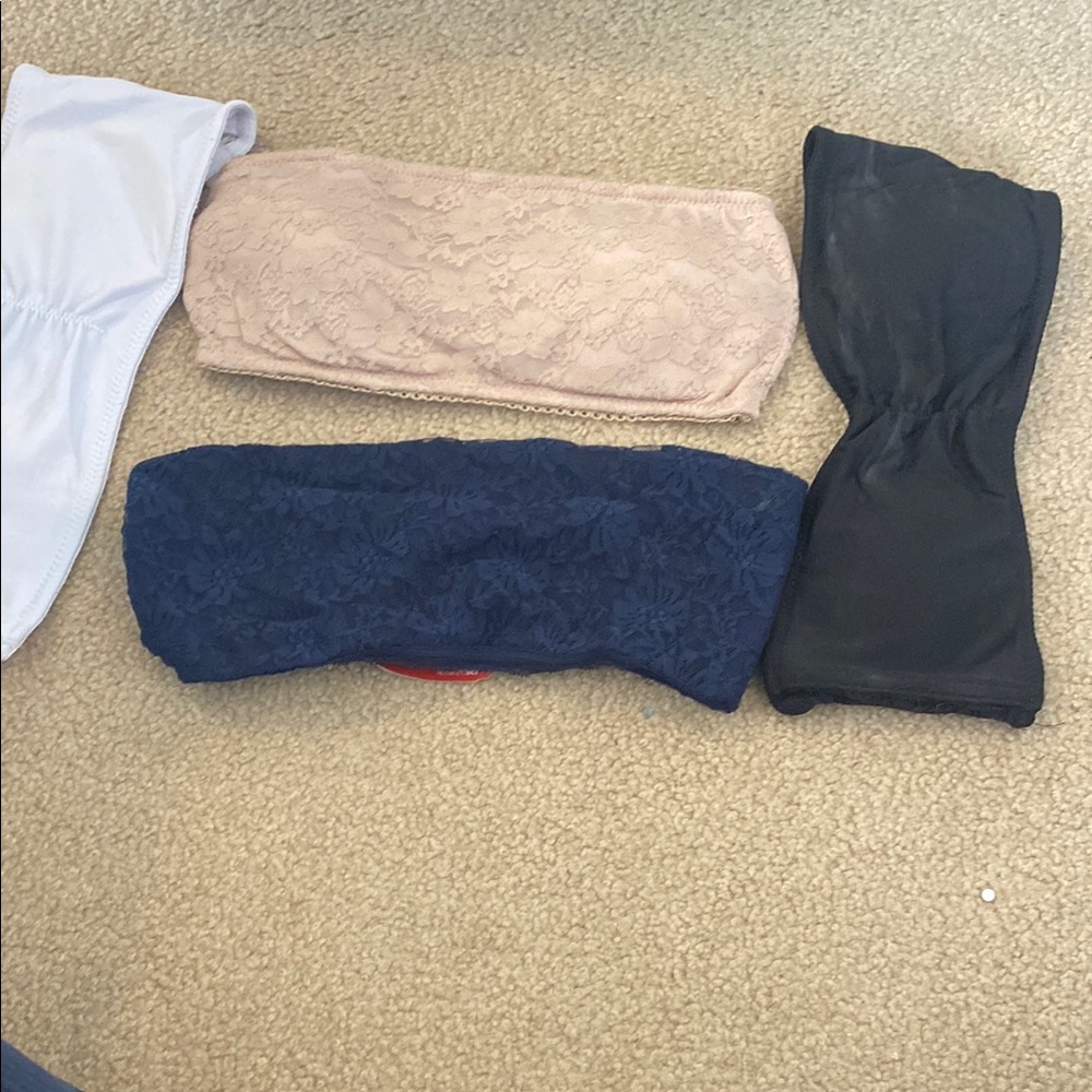 Set of Four Lace and Solid Bandeau Tops